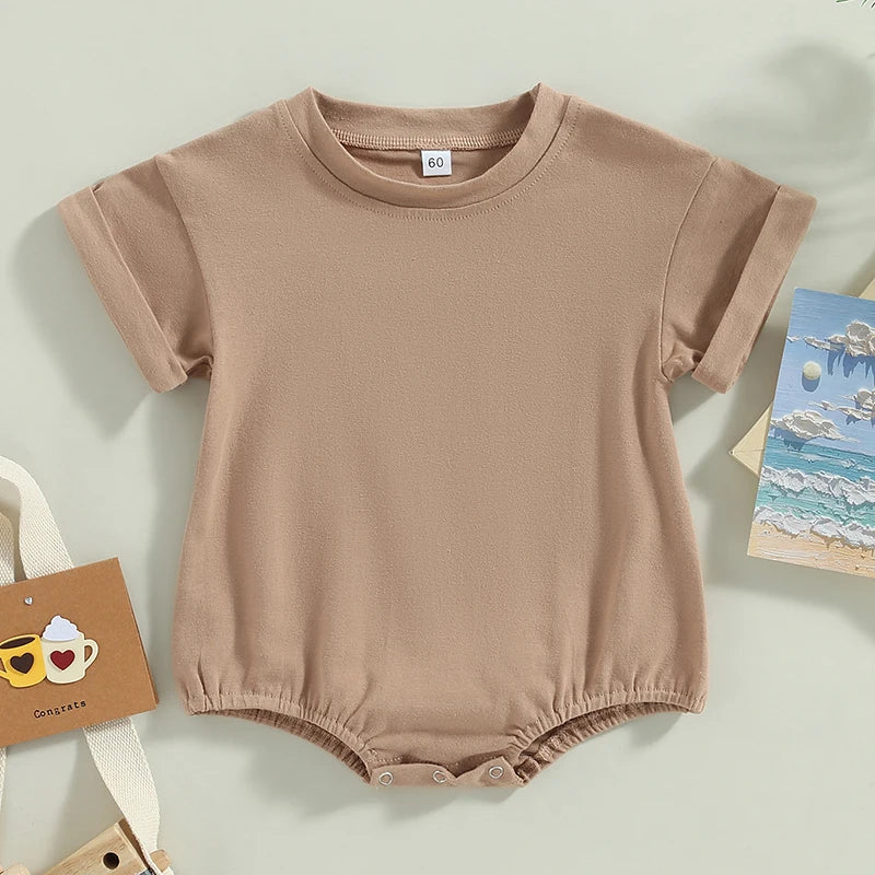 Pelele para bebé recién nacido, ropa de cuello redondo, monos sueltos informales sólidos, Pelele de algodón para niño pequeño