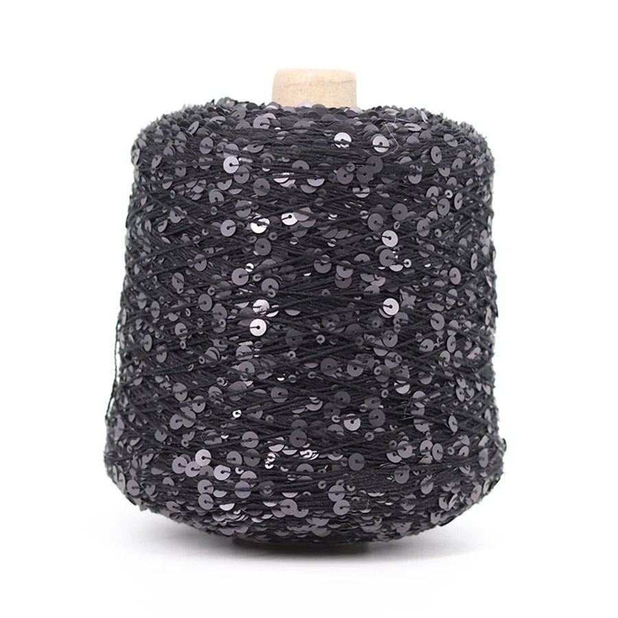 Cooamuu-Hilo de lentejuelas de algodón de lujo, hilo para tejer a mano, 500G/bobina, 3MM + 6MM, accesorios de lentejuelas