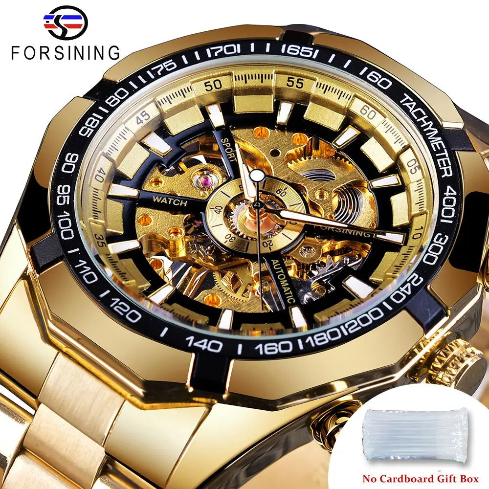 Forsining-Reloj de acero inoxidable 2021 para hombre, accesorio masculino de pulsera resistente al agua con esqueleto, de marca superior de lujo, transparente, deportivo