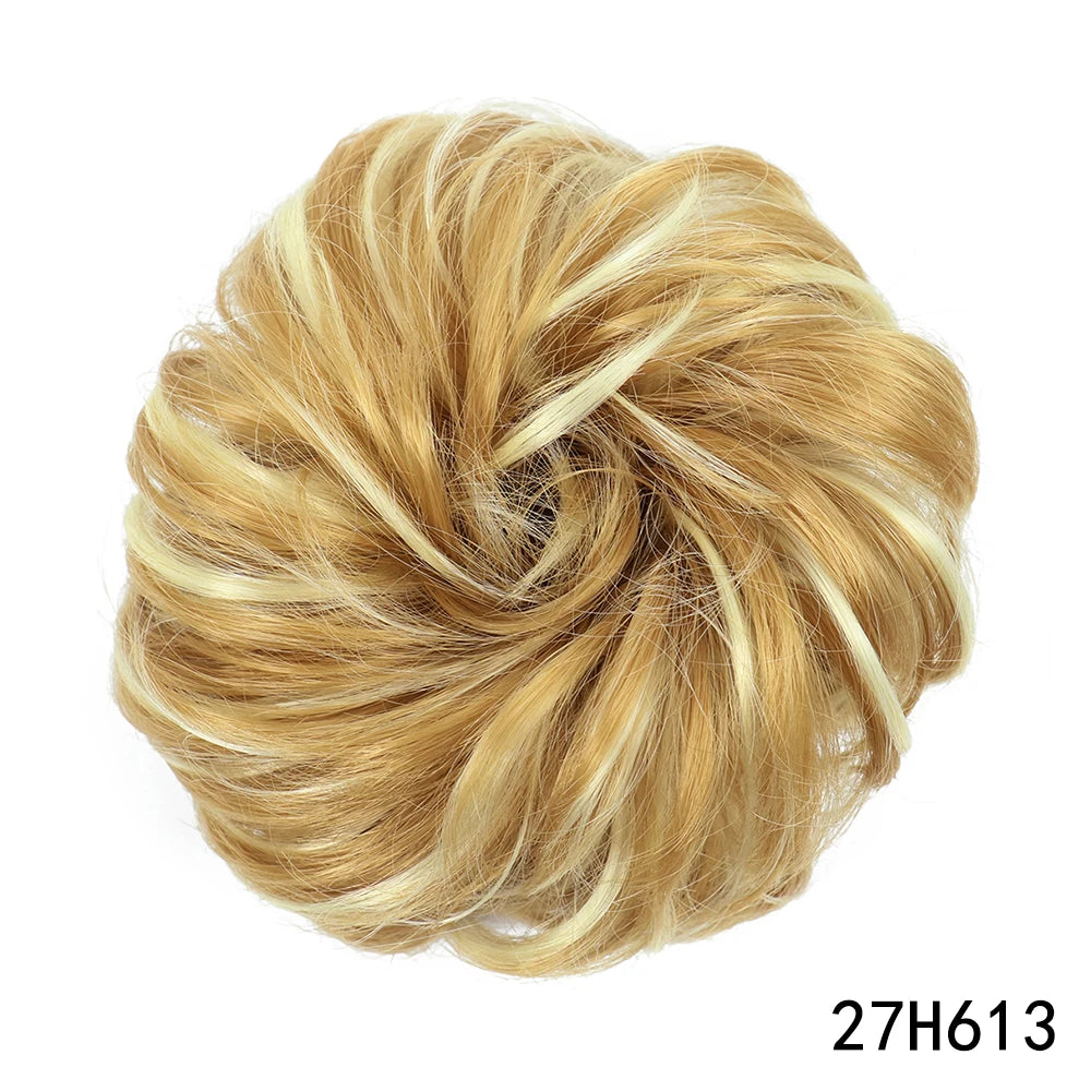 AZQUEEN moño de pelo sintético moño Natural gris desordenado banda para el cabello rizado elástico Scrunchy piezas de cabello falso para mujeres horquillas