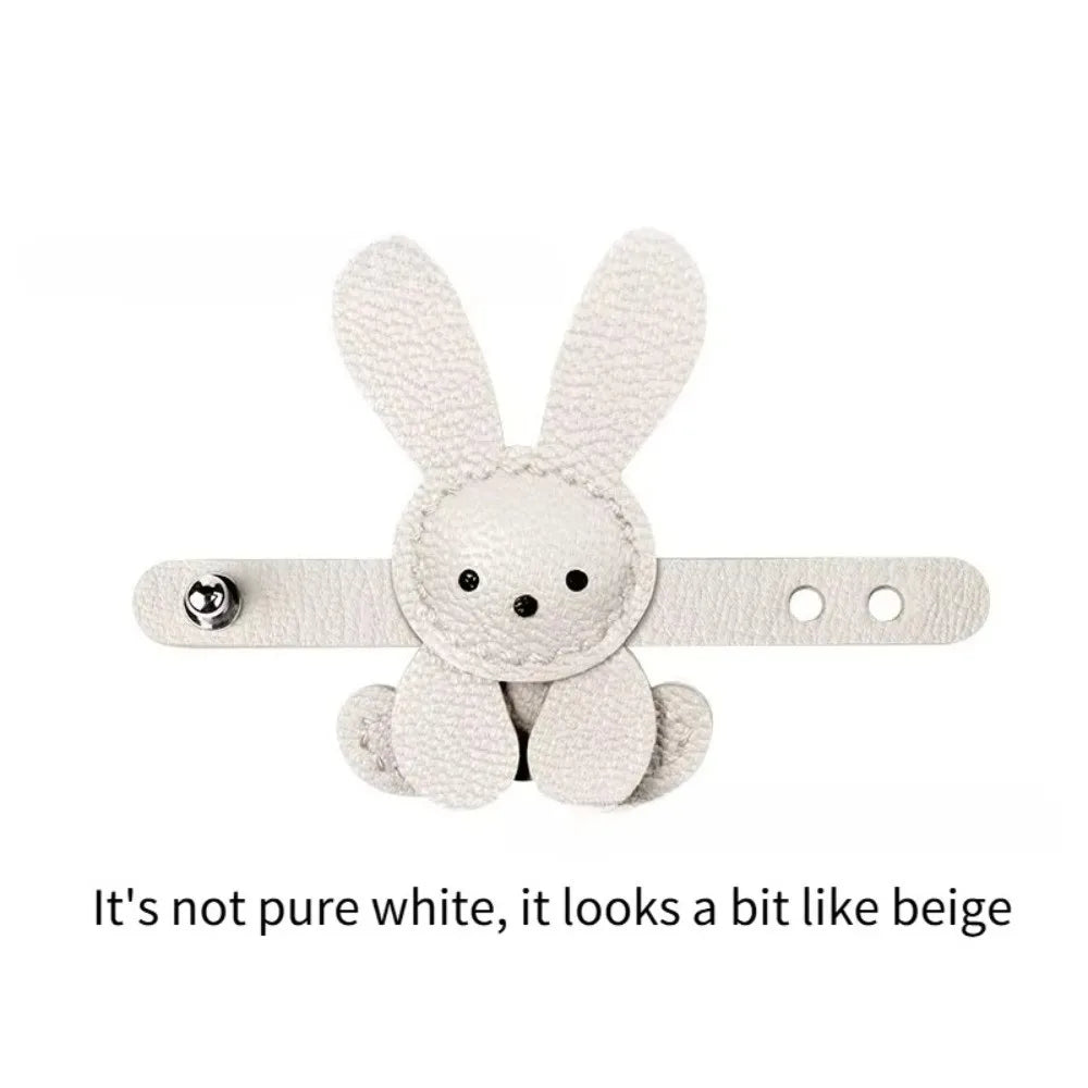 Lindo bolso de conejito de dibujos animados, colgante ajustable para bolso DIY, decoración de bolso de Color sólido de cuero PU