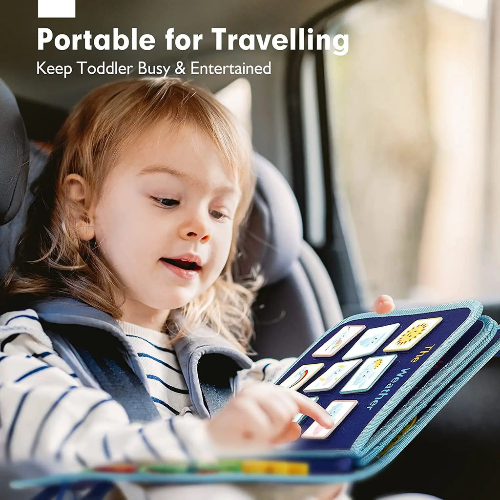 Juguetes Montessori, tablero ocupado, tablero de desarrollo de actividades sensoriales para niños pequeños para habilidades motoras, juguetes educativos de actividades de viaje