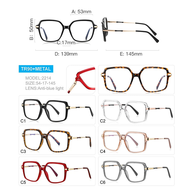 CLLOIO, gafas de lectura poligonales personalizadas de primera calidad, gafas de miopía a la moda para mujer, gafas graduadas con bloqueo de luz azul