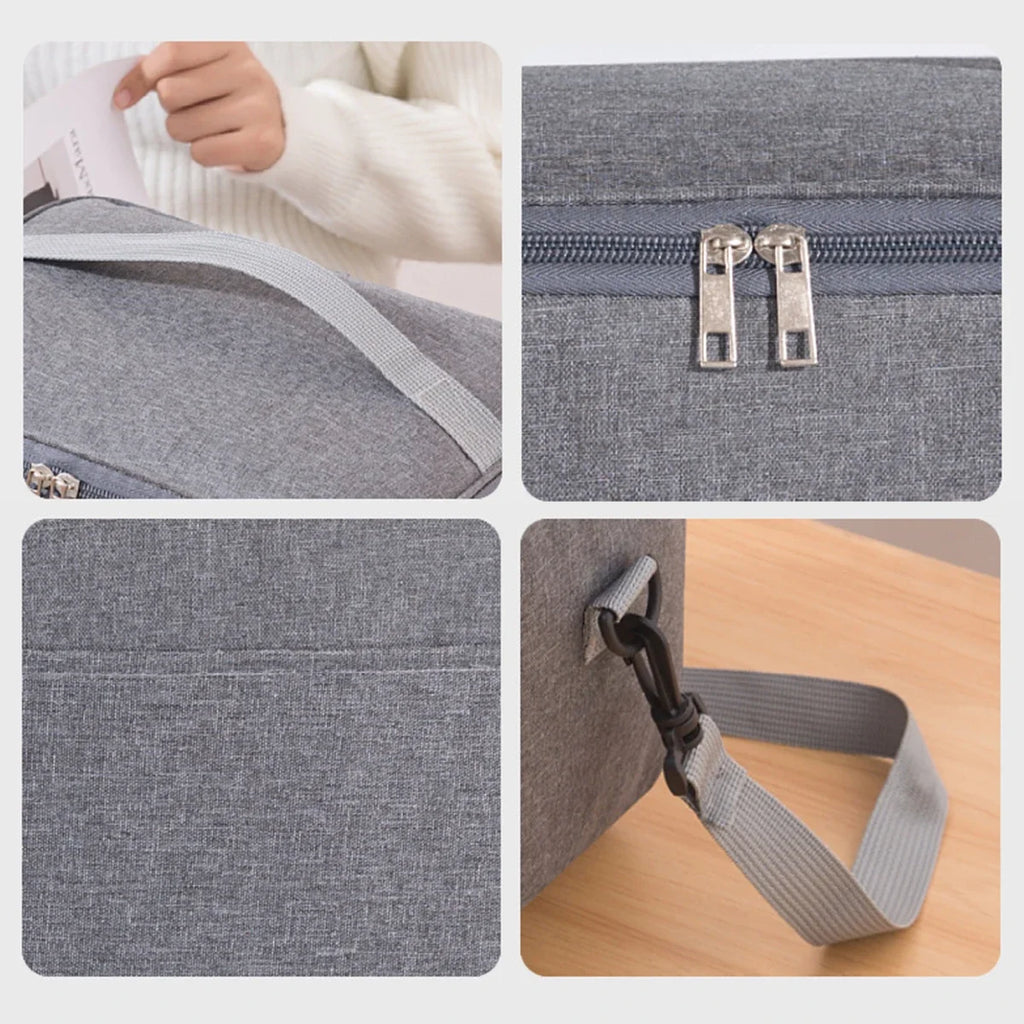 Bolsa térmica portátil con correa para el hombro, bolsa para lonchera, bolsa de almuerzo impermeable y gruesa para estudiantes.