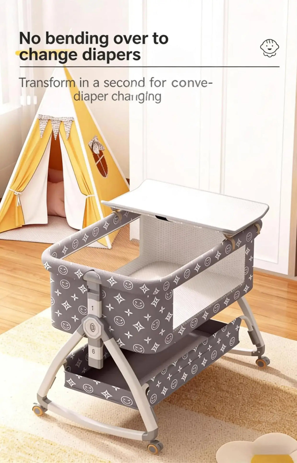 Cuna Portátil para Bebé, Cama Plegable Multifuncional, Cuna para Recién Nacidos, Cama Grande para Niños