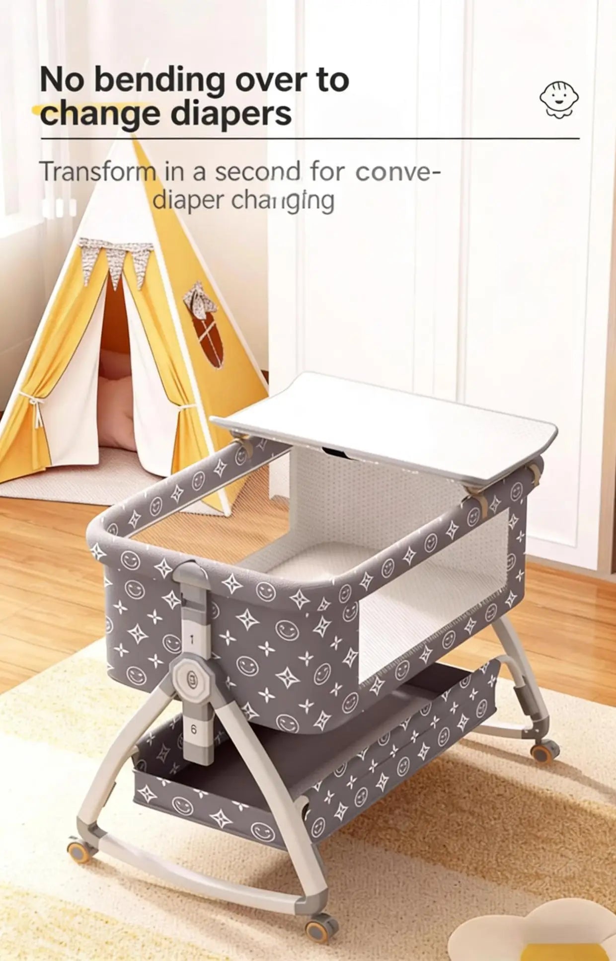 Cuna Portátil para Bebé, Cama Plegable Multifuncional, Cuna para Recién Nacidos, Cama Grande para Niños