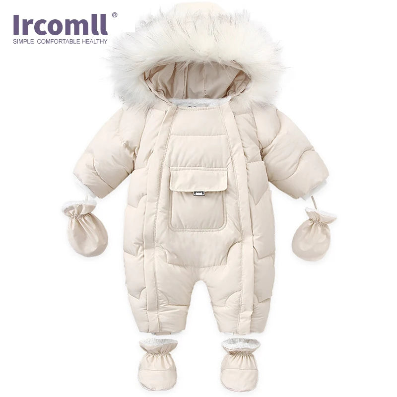 Ircomll, ropa de bebé de alta calidad, monos para niños, invierno con capucha y piel, pelele cálido para niños, mono, ropa para niños pequeños