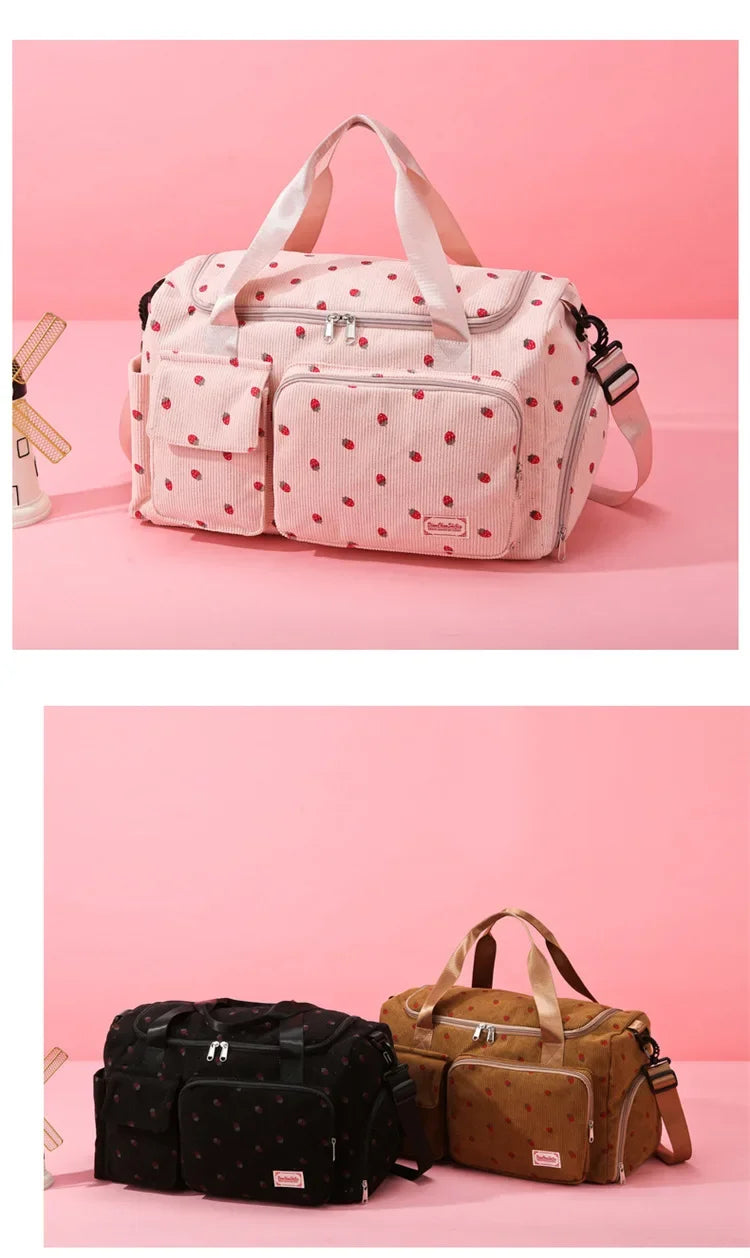 Bolsa de viaje de pana, bolsa de viaje de gran capacidad con compartimento para zapatos, bolsas deportivas para Fitness para mujer, bolsas de lona