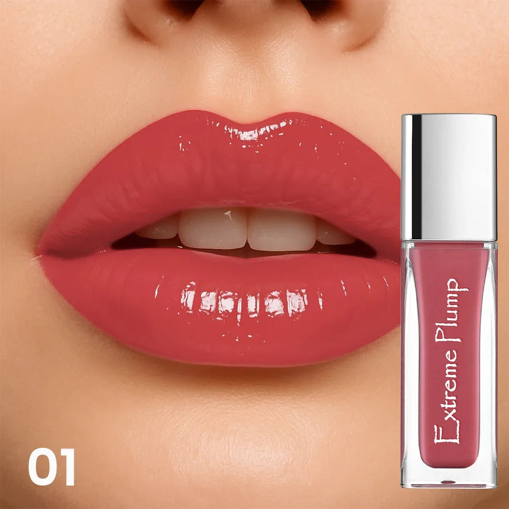 Brillo de labios de espejo resistente al agua, maquillaje de labios hidratante de larga duración, lápiz labial brillante suave para mujeres