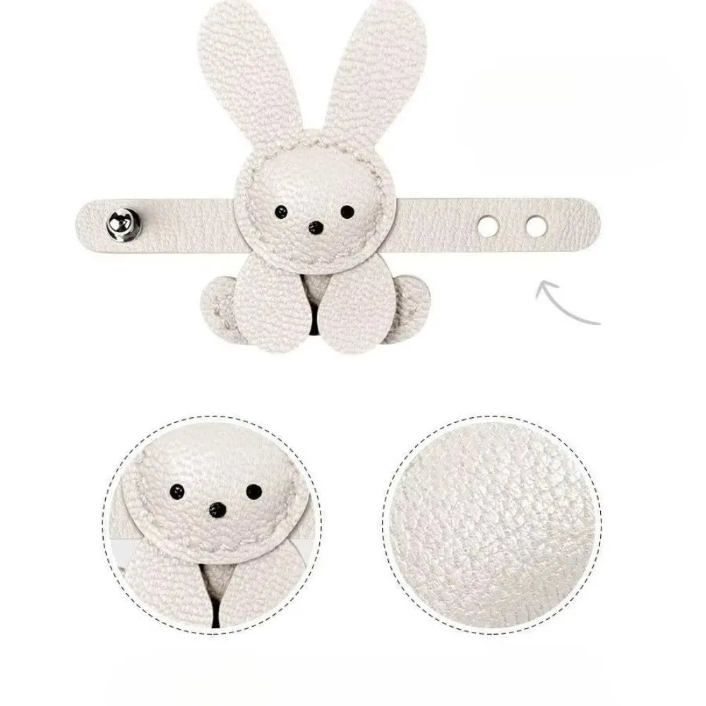 Lindo bolso de conejito de dibujos animados, colgante ajustable para bolso DIY, decoración de bolso de Color sólido de cuero PU