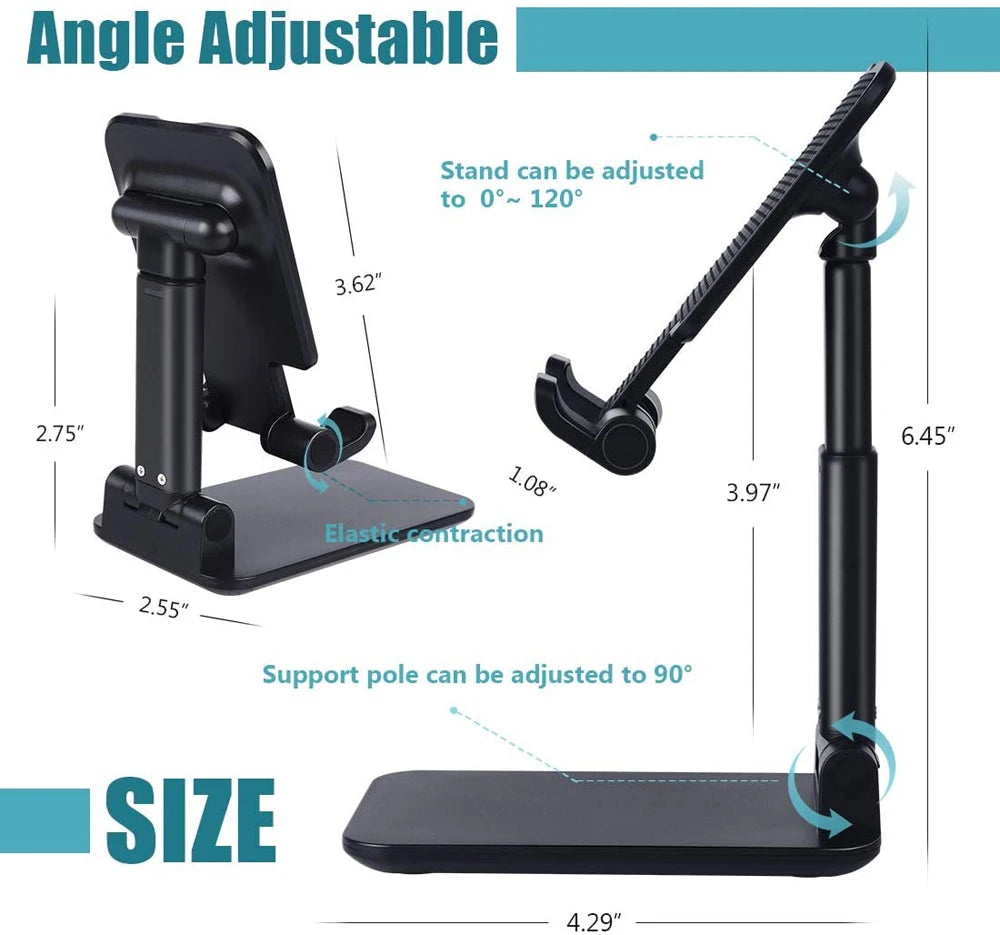 Soporte de escritorio para teléfono inteligente, soporte plegable para tableta, iPhone, iPad, Samsung, Huawei y Xiaomi