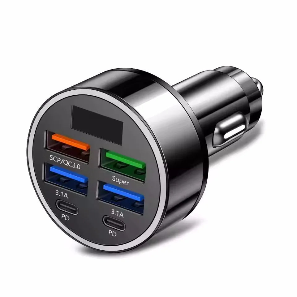 Cargador de coche de 350W USB PD QC3.0 USB C cargador de teléfono de coche adaptador tipo C para iPhone Samsung Huawei Xiaomi carga rápida ﻿