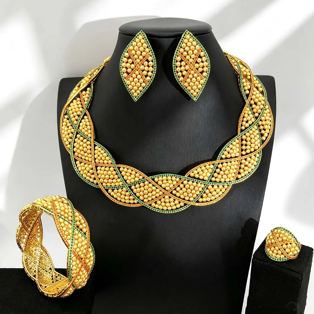 Conjunto de joyería africana de 4 piezas para mujer, para fiesta de boda, circonia cúbica, moderno, romántico, Missvikki, lujo, Dubái, nupcial