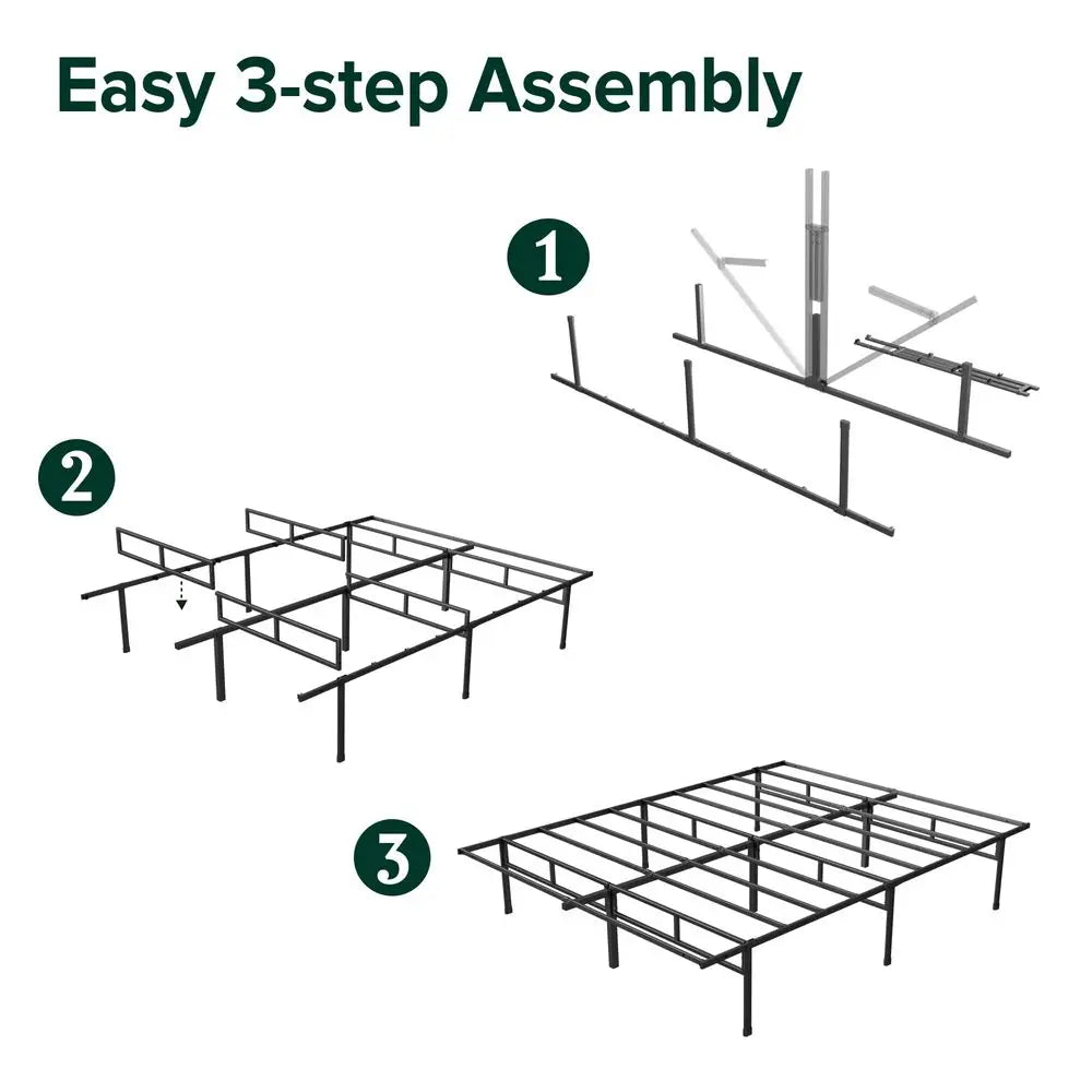 Base de Cama Individual de Acero Elias con Soporte para Colchón y hasta 11 Patas para Mayor Estabilidad y Espacio de Almacenamiento