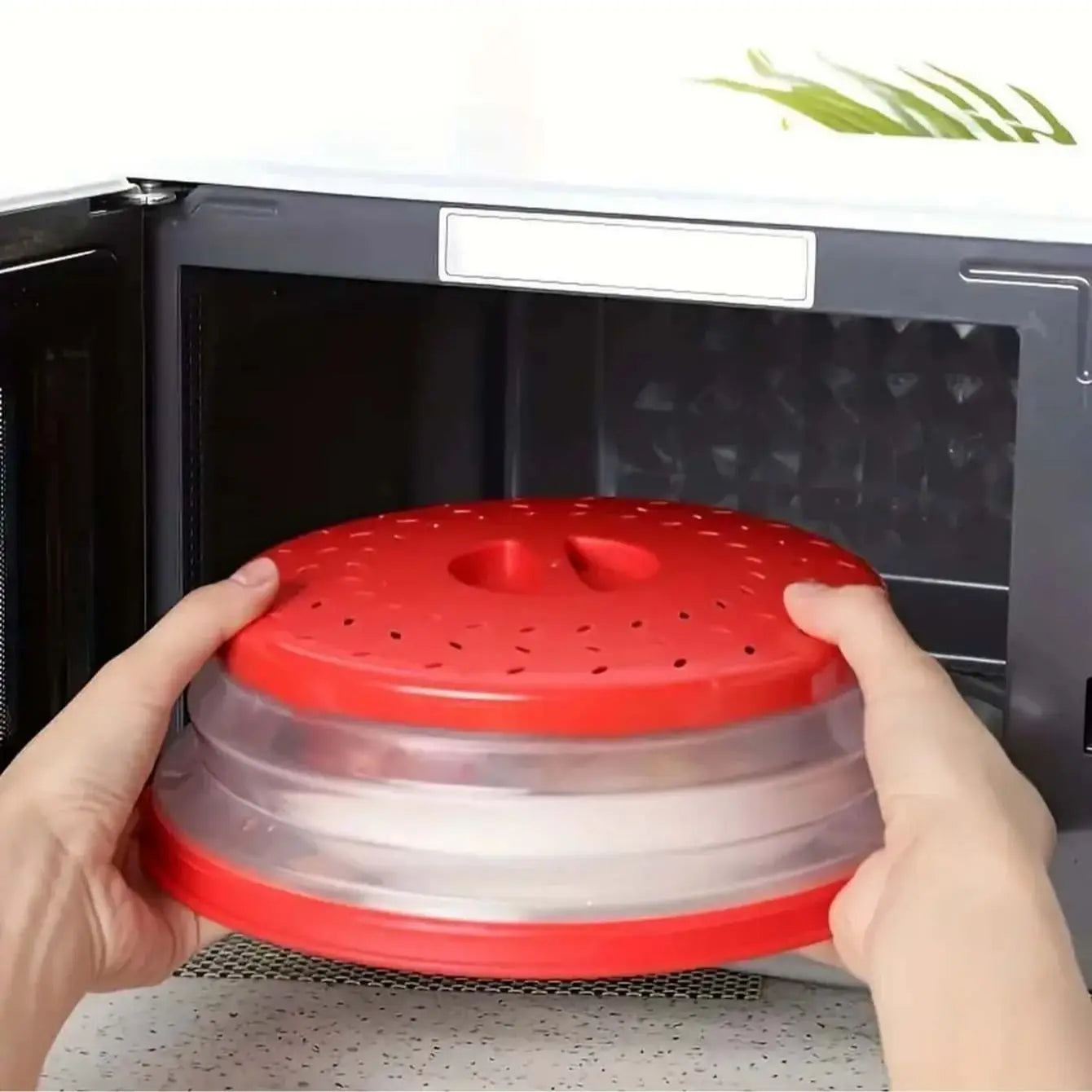 Protector Antisalpicaduras Plegable para Microondas, Apto para Lavavajillas, con Asa de Fácil Agarre, Filtro Ventilado para Alimentos, Herramienta de Cocina para Preparación de Comidas