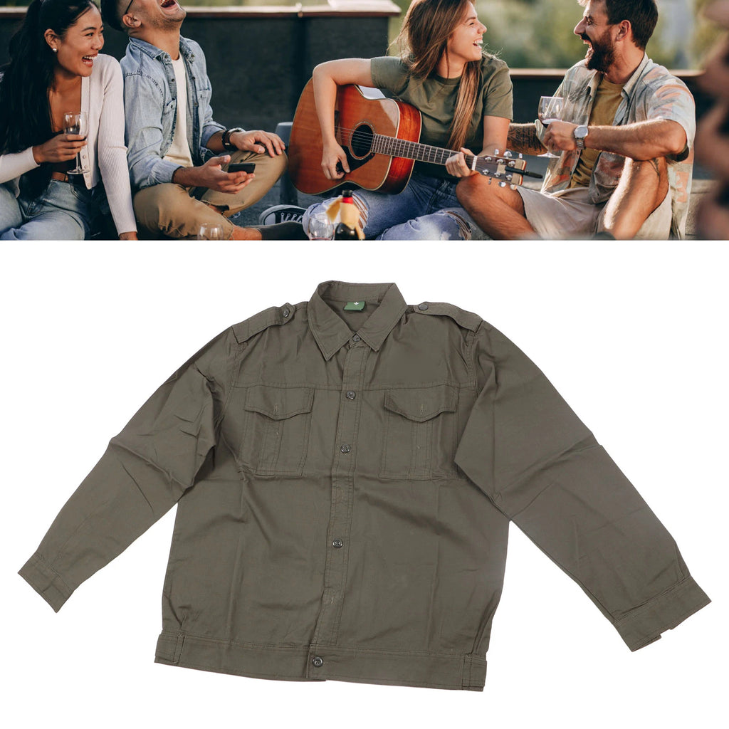 Camisa de trabajo para hombre, uniforme Industrial de algodón de manga larga verde, duradera, transpirable para construcción, uso diario al aire libre