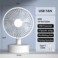 Mini ventilador oscilante, ventilador de mesa portátil a pilas con 4 niveles de velocidad, ventilador de escritorio de 6 pulgadas con temporizador
