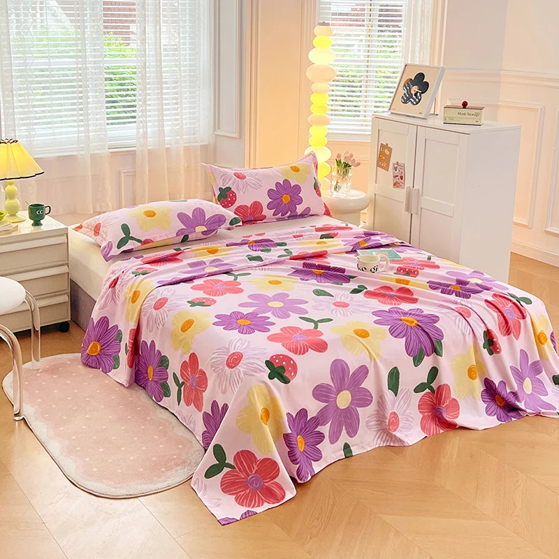 Sábanas Suaves y Agradables al Tacto, Estampadas, para el Hogar, Planas, para Cama King, Queen, Individual, Doble, Transpirables, Duraderas, 1 o 3 Piezas/Juego