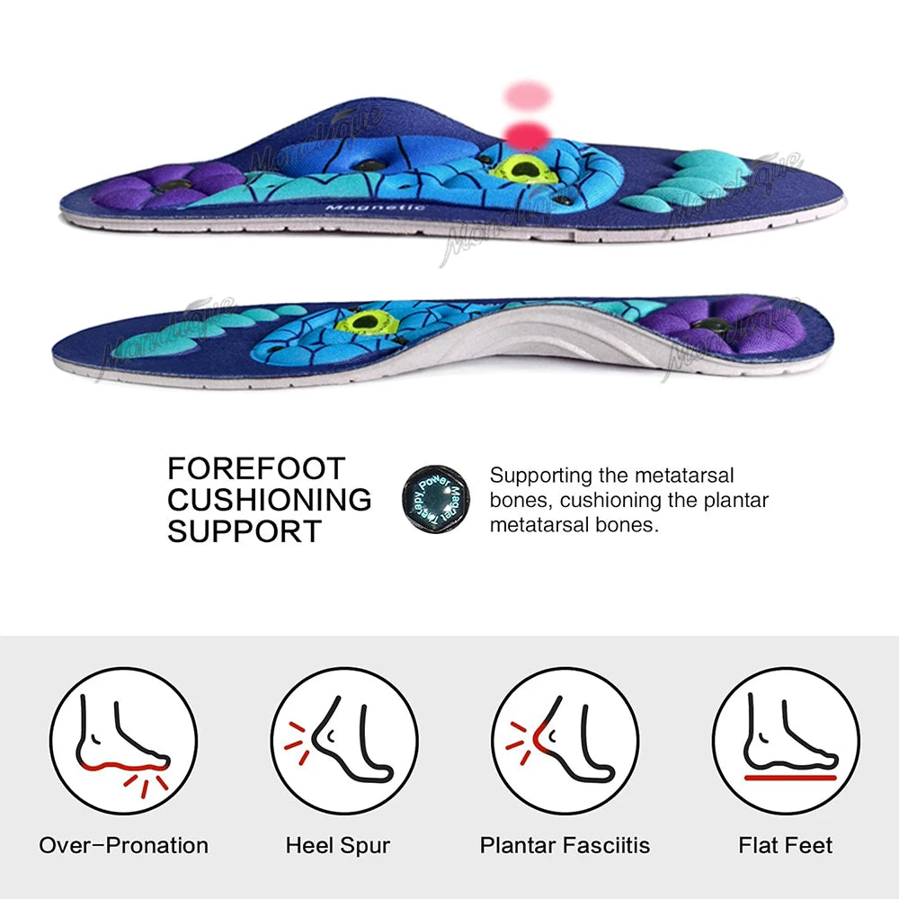 Plantillas de acupresión para pies, terapia magnética, reflexología, cuidado de la salud, almohadillas para zapatos, soporte para arco, absorción de impacto, suelas de zapatos cómodas