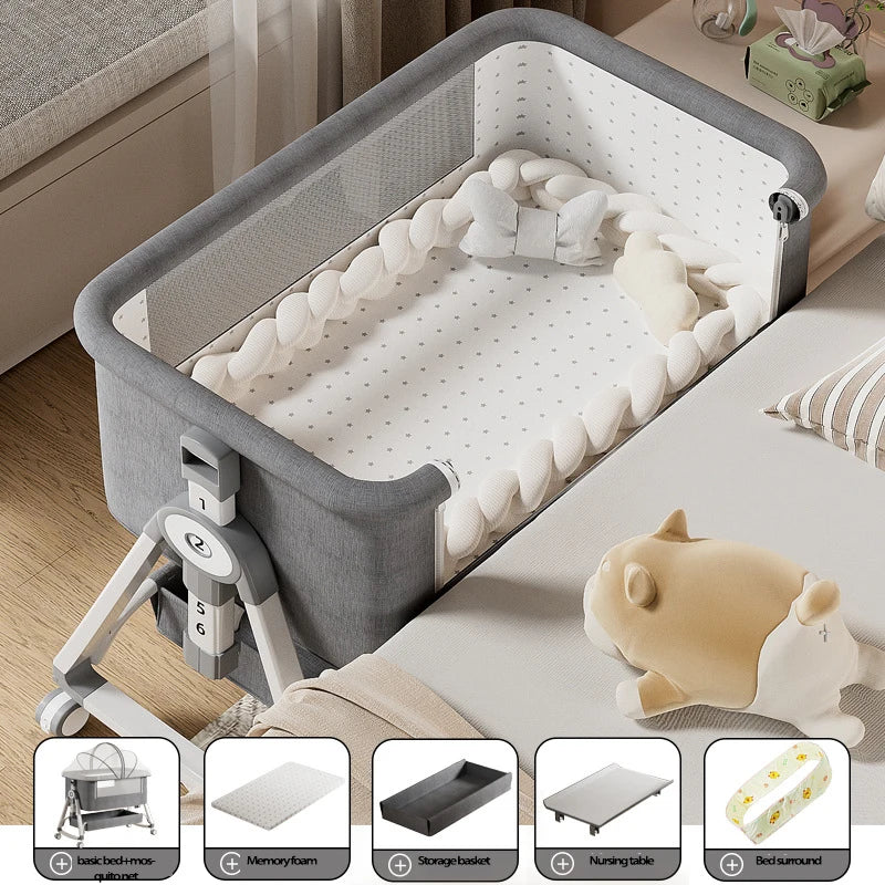 Cuna Multifuncional Segura para Bebés, Plegable, con Función de Balanceo, para Colocar Junto a la Cama, Portátil, para Recién Nacidos, para una Vida Familiar Más Sencilla