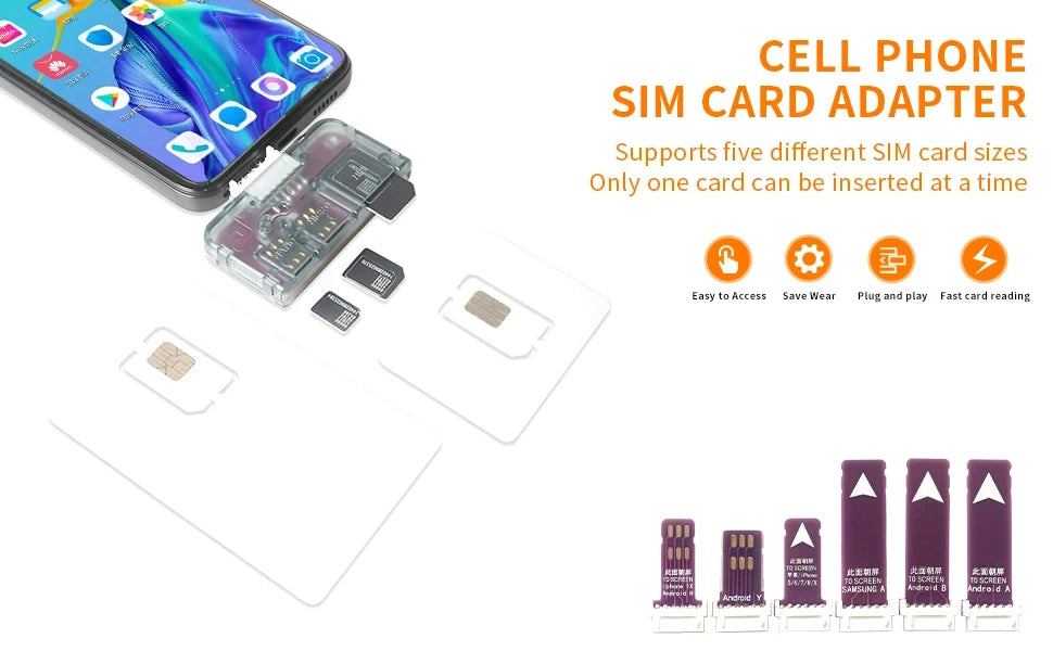Adaptador de ranura para tarjeta SIM 4 en 1 NEX para iPhone, lector de tarjetas SIM, reemplazo rápido de tarjetas, soporte para tarjeta SIM, reinicio libre Nano