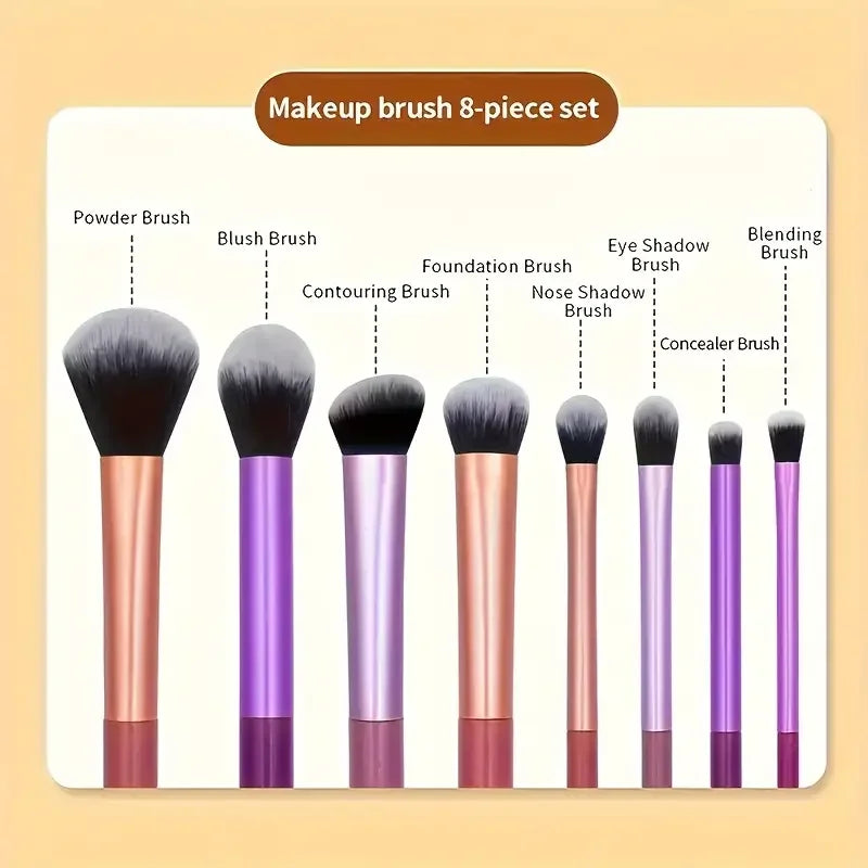 Kit de brochas de maquillaje, 8 Uds., pelo sintético suave, brochas de maquillaje, base, colorete, sombra de ojos, herramientas de maquillaje cosmético