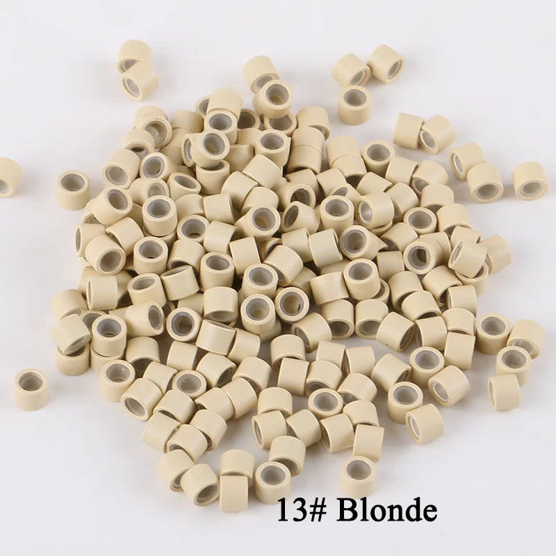 10.000 unids/bolsa extensiones de cabello Micro anillos cuentas enlaces 4,0*2,0*3,0mm cuentas forradas de silicona para herramientas de extensiones de cabello humano