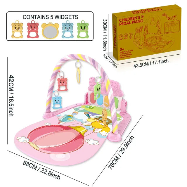 Alfombra de gimnasio para actividades musicales para bebé, alfombra para recién nacido, Pedal, teclado de Piano, estante de Fitness infantil, tapete para gatear, juguetes de regalo