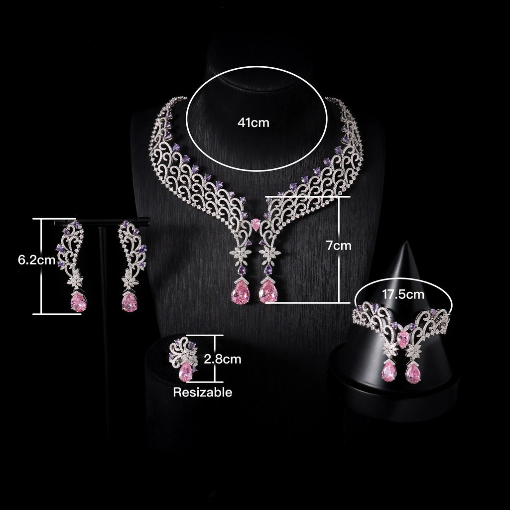 IN JEWELIFE 00100 Juego de Joyas de Lujo con Circonita Cúbica de Color, Alta Calidad, Collares Elegantes para Mujer, Accesorios de Boda