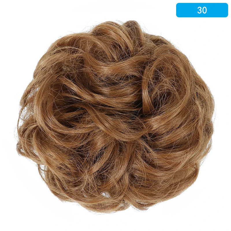 AZQUEEN-extensión de cabello de moño desordenado, banda elástica sintética, moño ondulado rizado, Scrunchies Donut Updo, postizo para mujer