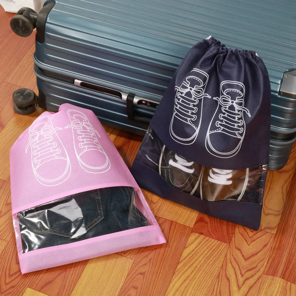 Organizador de zapatos Visible, bolsa de almacenamiento con cordón no tejido grueso a prueba de polvo, bolsa de viaje para ropa, bolsos de almacenamiento, 1/3/5 Uds.