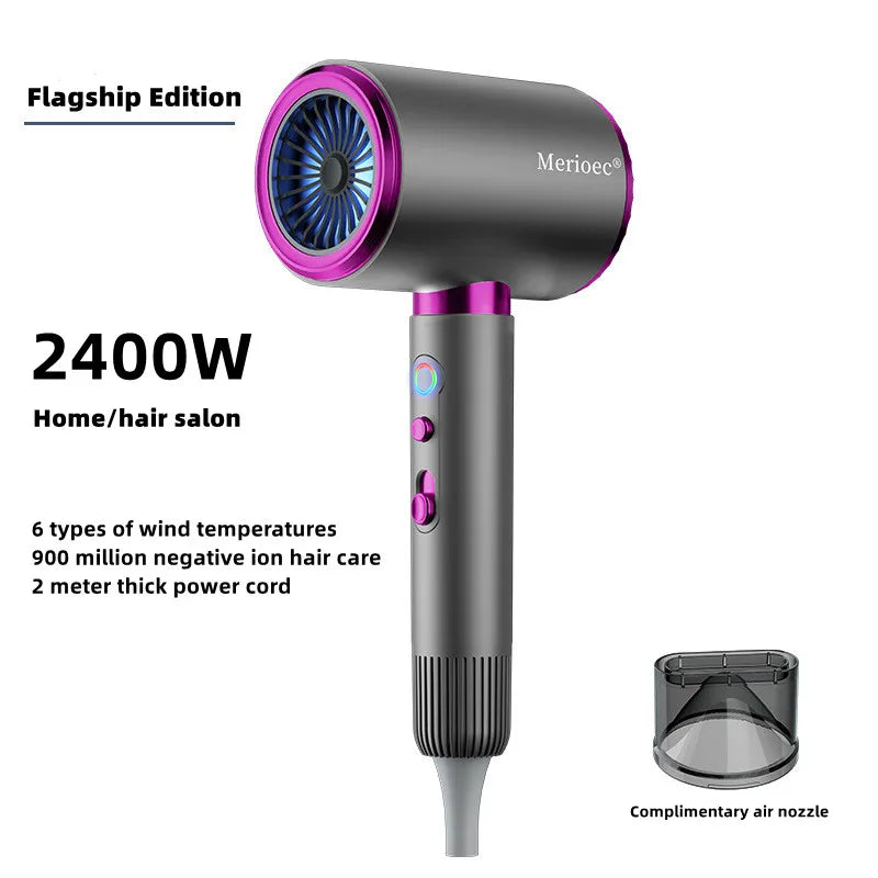 Secador de pelo de alta velocidad, venta directa del fabricante, 2400w, iones negativos de alta potencia, luz azul, cuidado del cabello, peluquería en casa, Drye
