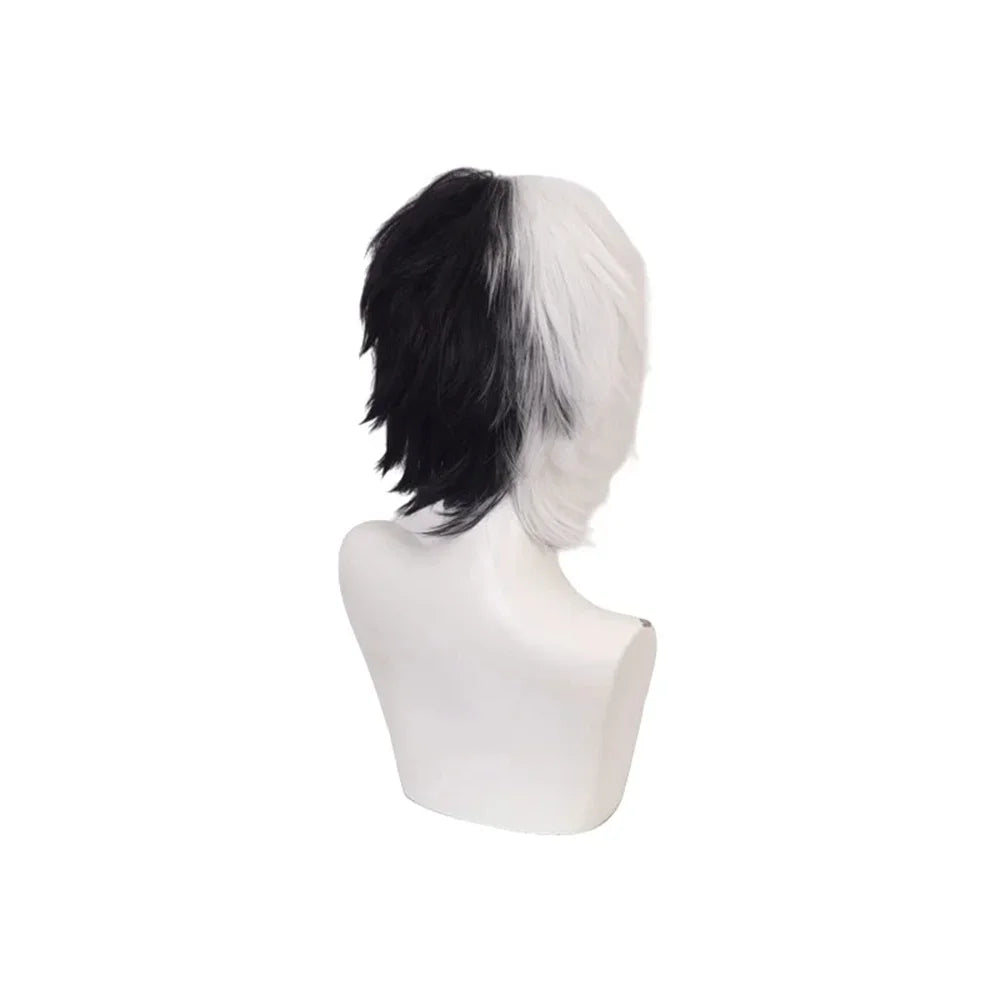 Pelucas sintéticas Danganronpa Monokuma para Cosplay, pelo sintético corto blanco y negro resistente al calor, accesorios para juegos de rol, peluca de fiesta