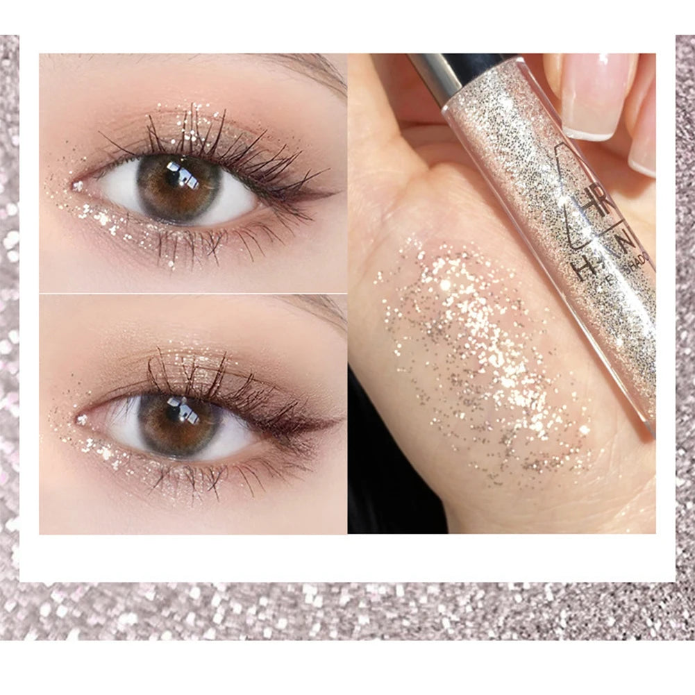 Sombra de ojos fina perlada, líquido brillante, maquillaje de ojos resistente al agua, brillo líquido perlado