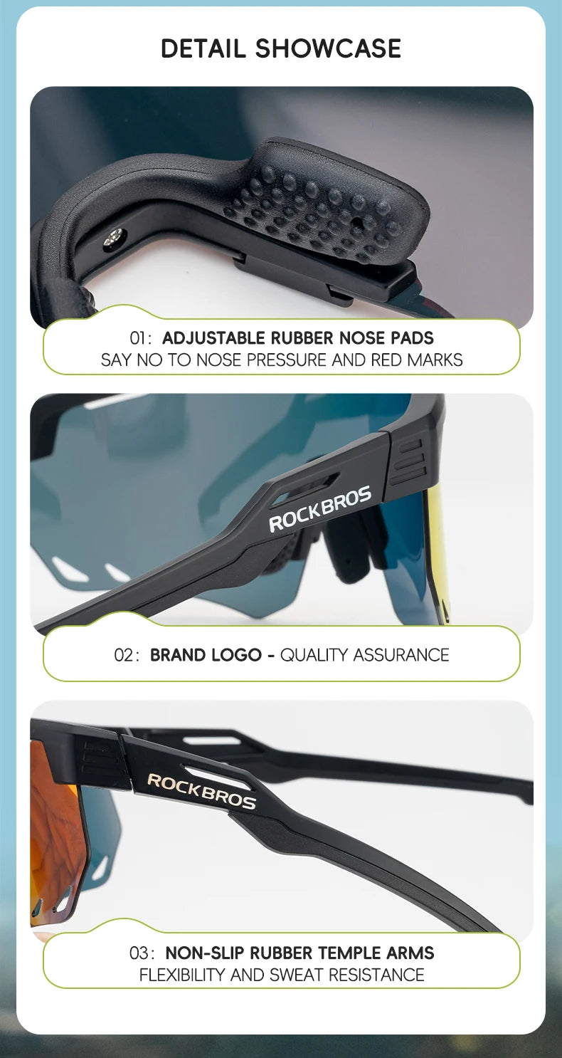 ROCKBROS-gafas de sol polarizadas y fotocromáticas para ciclismo, lentes deportivas para bicicleta de montaña y carretera, protección UV400