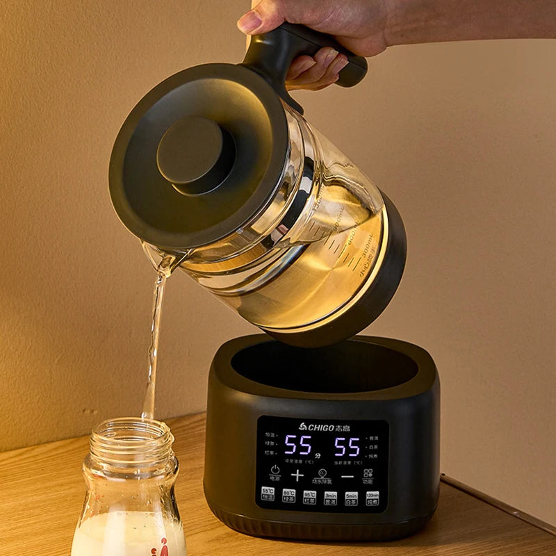 Hervidor de Agua Eléctrico Multifuncional de 1300 ml con Vaporizador, Regulador de Temperatura Constante para Leche de Bebé, Hervidor Termostático de 72 h