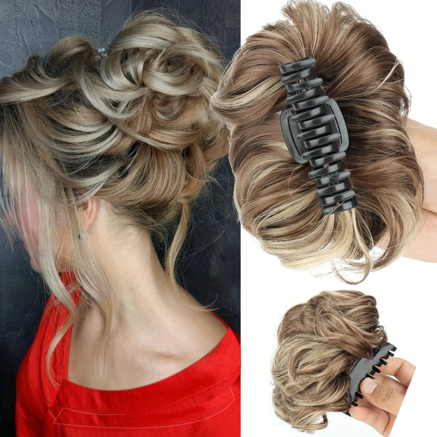 Extensiones de Cabello Sintético con Clip, Moño Despeinado, Postizo Rizado para Mujer, Uso Diario y Fiestas, Varios Colores Disponibles