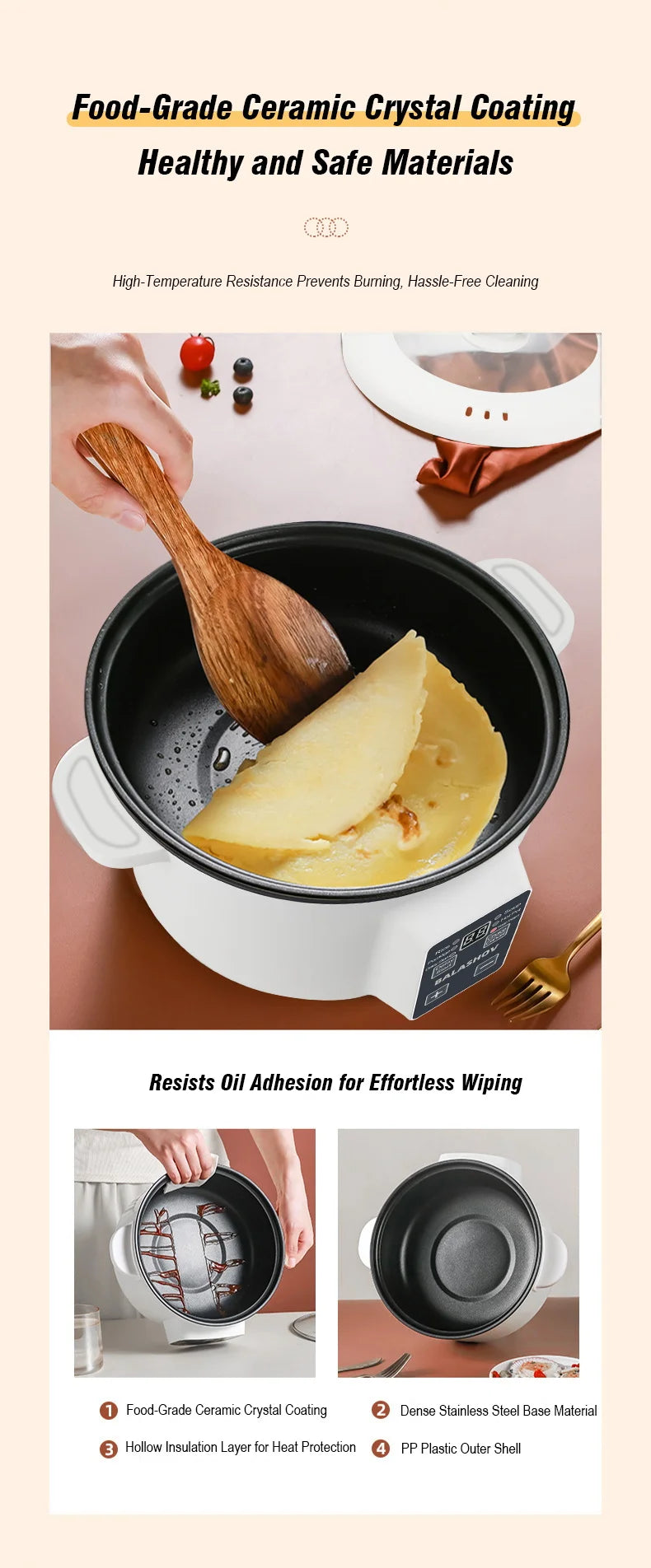 Cocinas múltiples para el hogar de 220V, cocina eléctrica de 3,5 L, olla de cocina antiadherente, olla caliente, olla arrocera inteligente, aparatos de cocina