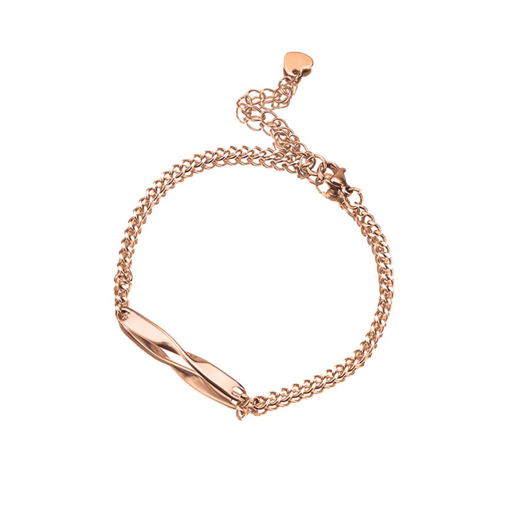 Pulsera Mobius Personalizada con Nombre Grabado para Hombre y Mujer, Pulsera de Acero Inoxidable con Nombre y Fecha Personalizados, Joyería DIY para Parejas, Regalo