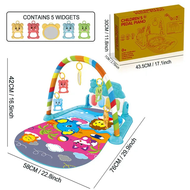 Alfombra de gimnasio para actividades musicales para bebé, alfombra para recién nacido, Pedal, teclado de Piano, estante de Fitness infantil, tapete para gatear, juguetes de regalo