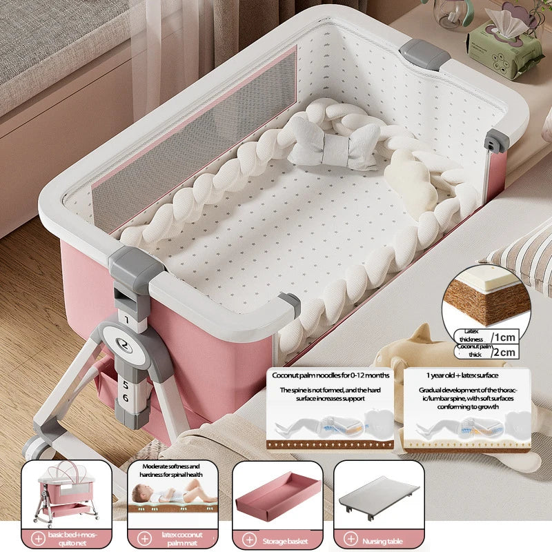 Cuna Multifuncional Segura para Bebés, Plegable, con Función de Balanceo, para Colocar Junto a la Cama, Portátil, para Recién Nacidos, para una Vida Familiar Más Sencilla