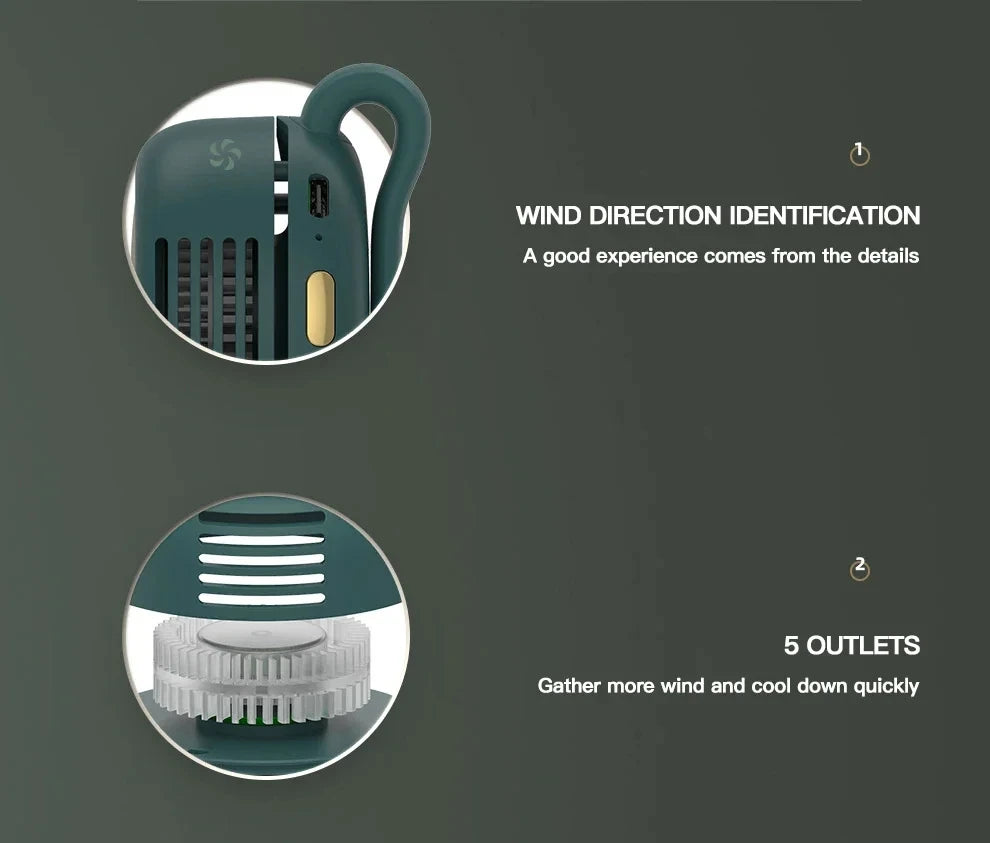 Ventilador Whirlwind sin hojas con diseño de botón portátil, miniventilador portátil silencioso con carga USB para viajes en casa y al aire libre