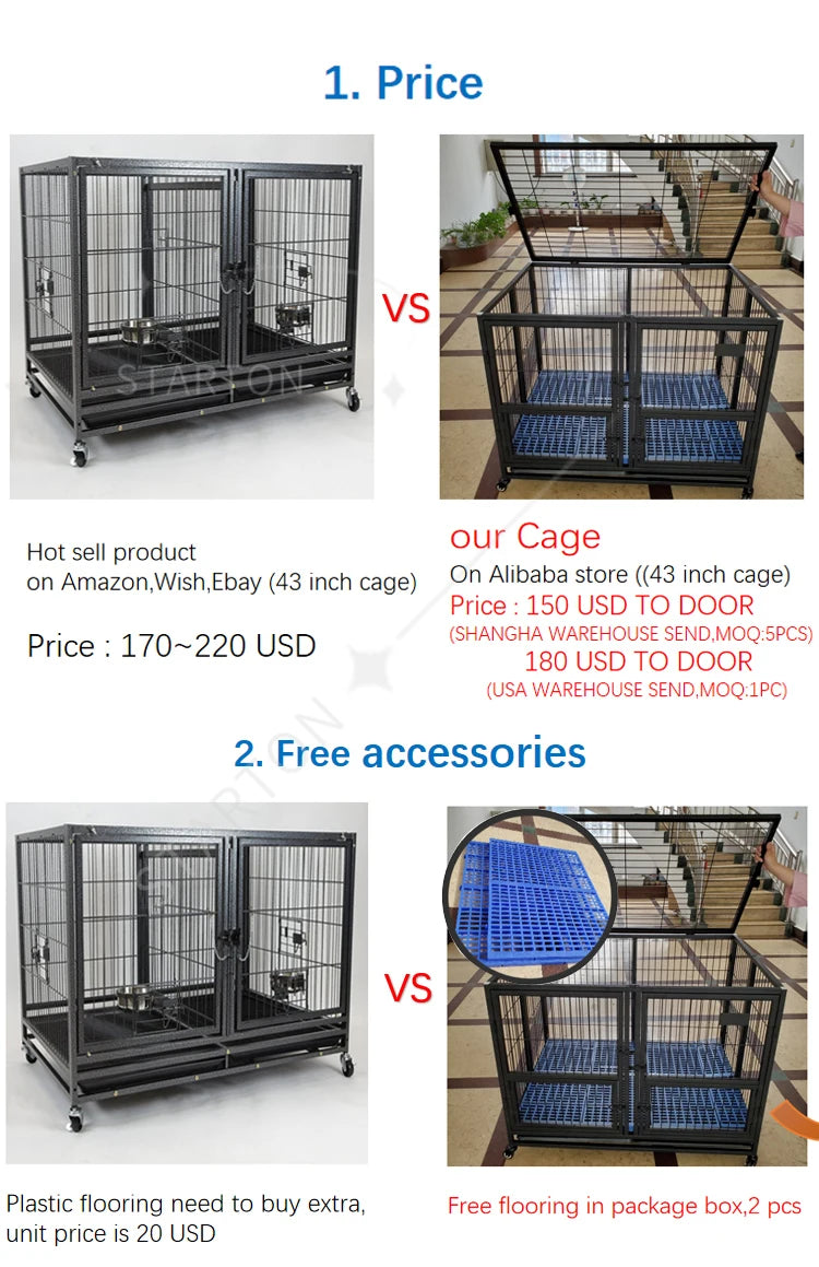 Jaula Plegable de Alambre Metálico Reforzado de Acero Inoxidable para Perros Grandes, Casetas Plegables para Mascotas, Jaulas para Perros Adultos en Oferta