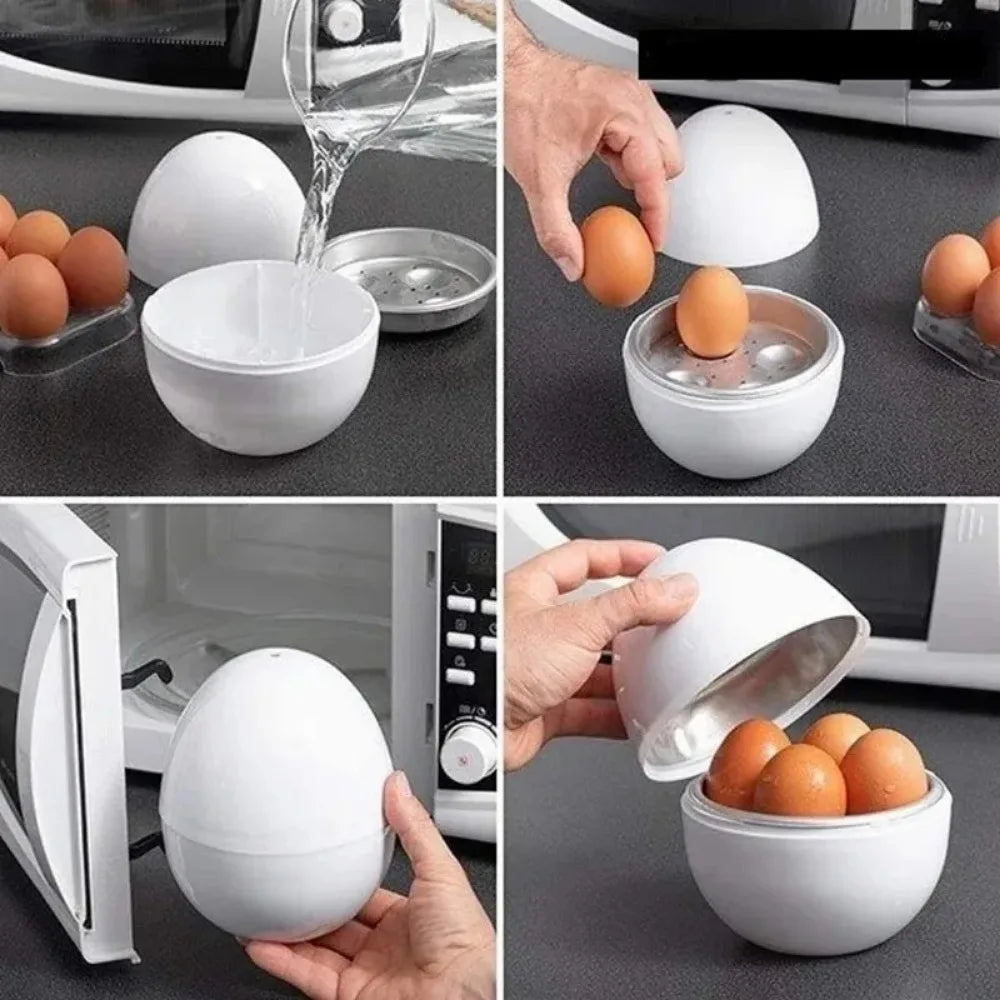 Capacidad 4 huevos olla para microondas fácil y rápida herramientas de cocina duras o suaves de 5 minutos