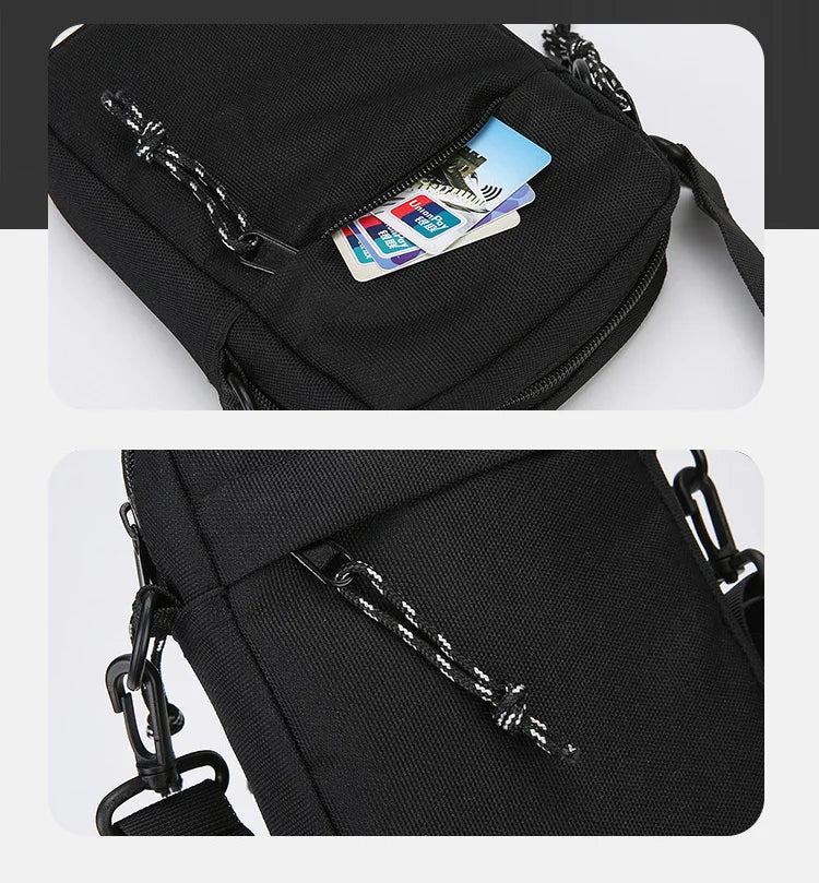 Bandolera pequeña de lona con cremallera para hombre, bolso de hombro cruzado Simple, Mini bolso para teléfono