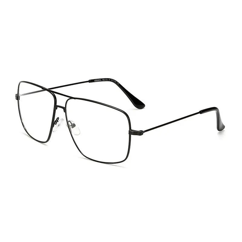 Gafas de Montura Cuadrada Grande, Estilo Vintage Simple, Montura Metálica Extra Grande para Hombre, Gafas de Moda para Mujer, Lentes Transparentes, Gafas Ópticas