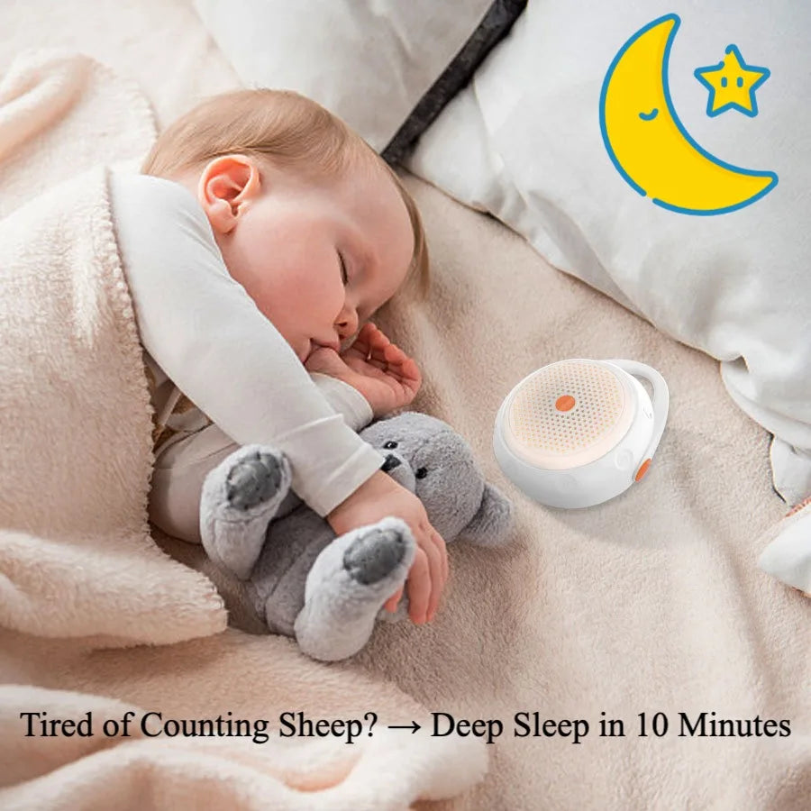 Máquina portátil de ruido blanco con Bluetooth, 12 sonidos relajantes relajantes y temporizador de silicona para dormir, luz nocturna para bebés y adultos