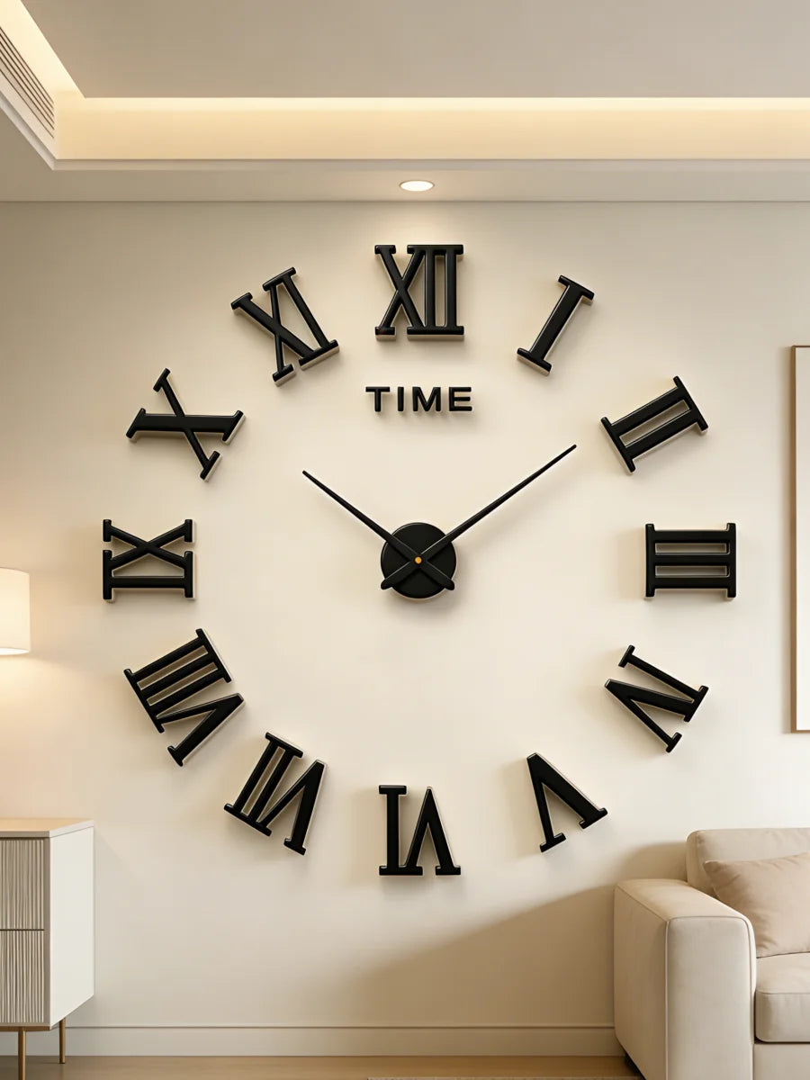 Reloj de pared con espejo acrílico de Número Romano grande 2D/3D, pegatina de moda DIY, relojes de cuarzo, reloj, decoración del hogar, pegatinas para el salón