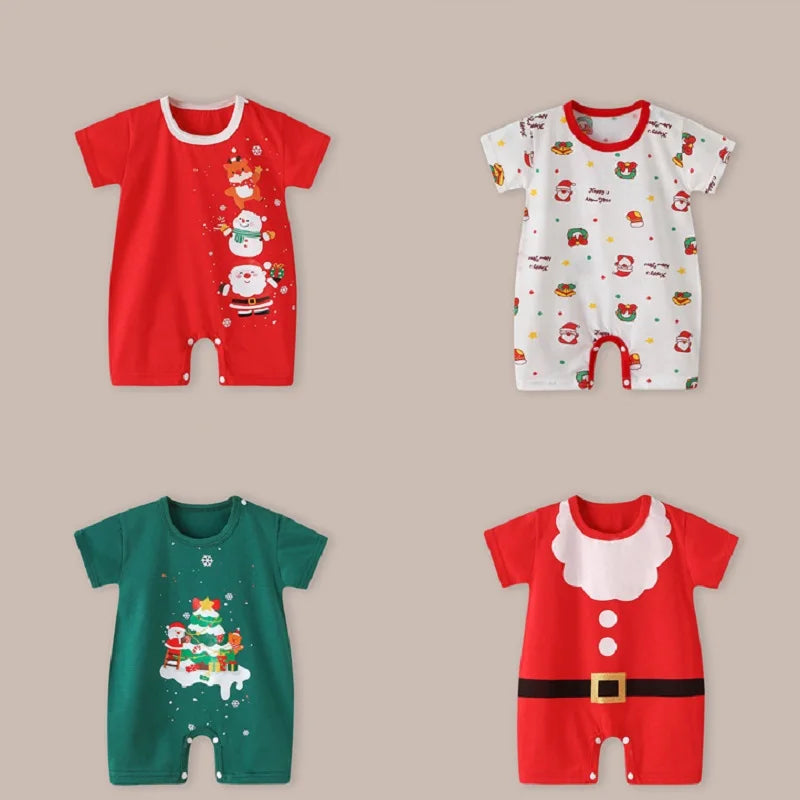 Peleles finos para bebés recién nacidos, mono de manga corta para niñas, mono para niños pequeños, disfraz de primera Navidad de verano