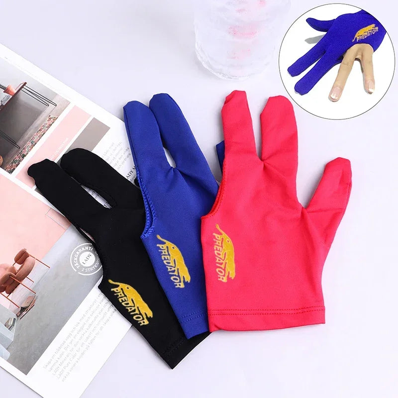1 Uds. Guante para tacos de billar de alta calidad para piscina, mano izquierda, accesorio abierto de tres dedos, accesorios de Fitness para hombres y mujeres
